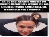 Lustiges Gespräch über Taschenkauf