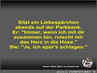 Sitzt ein Liebesp�rchen abends auf der Parkbank