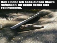 Krokodil mit humorvollem Angebot
