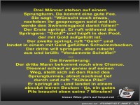 Drei M�nner stehen auf einem Sprungturm