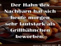 Hahn hat sich als Grillh�hnchen beworben