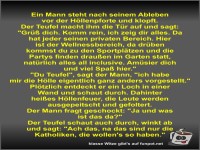 Ein Mann steht nach seinem Ableben vor der H�llenpforte und