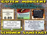 Schilder mit Humor und Grammatikfehlern