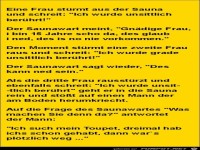 eine Frau st�rmt aus der Sauna........