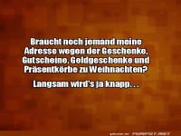 Weihnachtsadressen dringend gesucht!