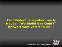 Ein Student telegrafiert nach Hause