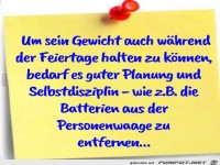 Gewicht auch an den Feiertagen halten