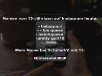 Vergleich Instagram-Namen vs. SchlerVZ