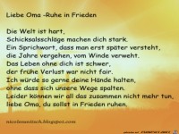 Liebe Oma - Ruhe in Frieden - Gedicht von Nicole Sunitsch