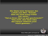 Die Gäste beim Verlassen des Lokals zum Wirt