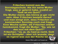 Fritzchen kommt aus der Sonntagsschule