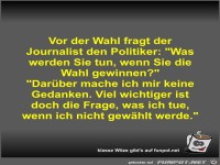 Vor der Wahl fragt der Journalist den Politiker