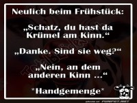 Witz �ber Kr�mel am Kinn