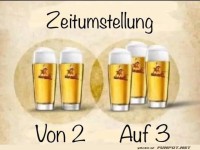 Humorvolle Darstellung der Zeitumstellung