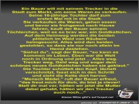 Ein Bauer will mit seinem Trecker in die Stadt zum Markt