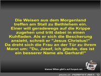 Die Weisen aus dem Morgenland treffen am Stall zu Bethlehem