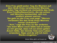 Eine Frau gießt jeden Tag die Blumen auf dem Grab ihres...