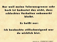 Ich beobachte stillschweigend