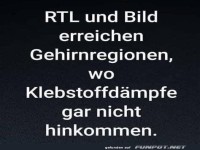 Satirischer Vergleich von Medien und Klebstoff