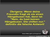 �brigens: Wenn deine Freundin fragt ob sie einen H�ngebusen