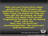 Peter und sein Freund Ulrich sitzen gemeinsam auf der...