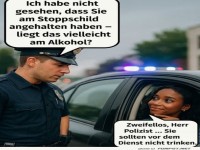 Humorvoller Stopp-Schild Moment