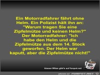Ein Motorradfahrer fhrt ohne Helm