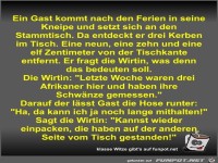 Ein Gast kommt nach den Ferien in seine Kneipe und setzt...