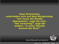 Zwei Schnecken unterhalten sich auf dem B�rgersteig