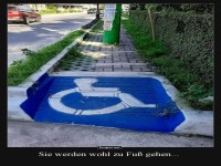 Freundliche Verwirrung f�r Rollstuhlfahrer