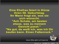 Eine Ehefrau feiert in Krze ihren 50