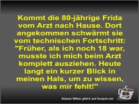 Kommt die 80-jhrige Frida vom Arzt nach Hause