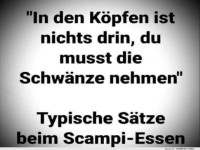 Typische Stze beim Scampi-Essen