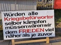 Plakat ber Kriegsbefrworter und Frieden