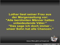 Lothar liest seiner Frau aus der Morgenzeitung vor
