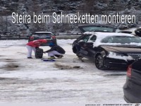 Beim Schneketten montieren