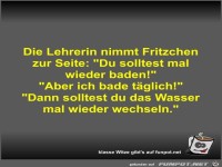 Die Lehrerin nimmt Fritzchen zur Seite