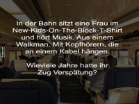 Frau in der Bahn mit Walkman und Nostalgie