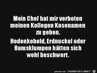 Keine Kosenamen mehr f�r die Kollegen