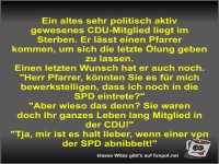 Ein altes sehr politisch aktiv gewesenes CDU-Mitglied liegt