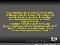 Ein drittklassiger Pianist versucht sich im Konzertsaal am