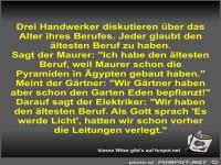 Drei Handwerker diskutieren �ber das Alter ihres Berufes