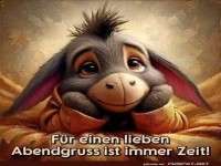 Niedlicher Esel und ein Abendgru