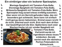 Eintöniger aber leckerer Speiseplan