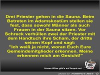 Drei Priester gehen in die Sauna