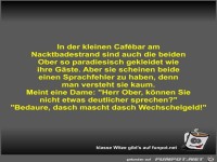 In der kleinen Caf�bar am Nacktbadestrand sind auch die...