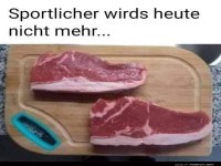 Witziges Steak-Bild mit sportlichem Vergleich