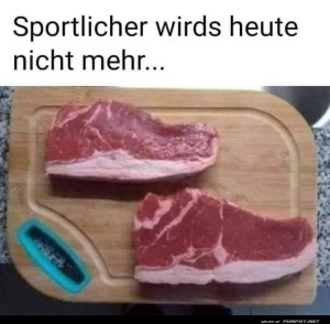 fun-Bild: Witziges Steak-Bild mit sportlichem Vergleich
