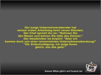 Der junge Unternehmensberater hat seinen ersten Arbeitstag