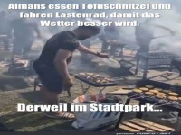 Tofuschnitzel und Wetterzauber im Park